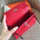 Hermes Red Kelly Pochette Swift Handmade Bag