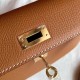 Hermes Gold Epsom Kelly Mini II Handmade Bag