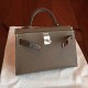 Hermes Taupe Epsom Kelly Mini II Handmade Bag