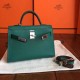 Hermes Malachite Epsom Kelly Mini II Handmade Bag