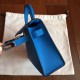 Hermes Blue Izmir Epsom Kelly Mini II Handmade Bag