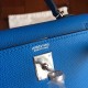 Hermes Blue Izmir Epsom Kelly Mini II Handmade Bag