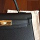 Hermes Black Epsom Kelly Mini II Handmade Bag