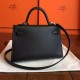 Hermes Black Epsom Kelly Mini II Handmade Bag