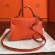 Hermes Orange Epsom Kelly Mini II Handmade Bag