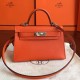 Hermes Orange Epsom Kelly Mini II Handmade Bag