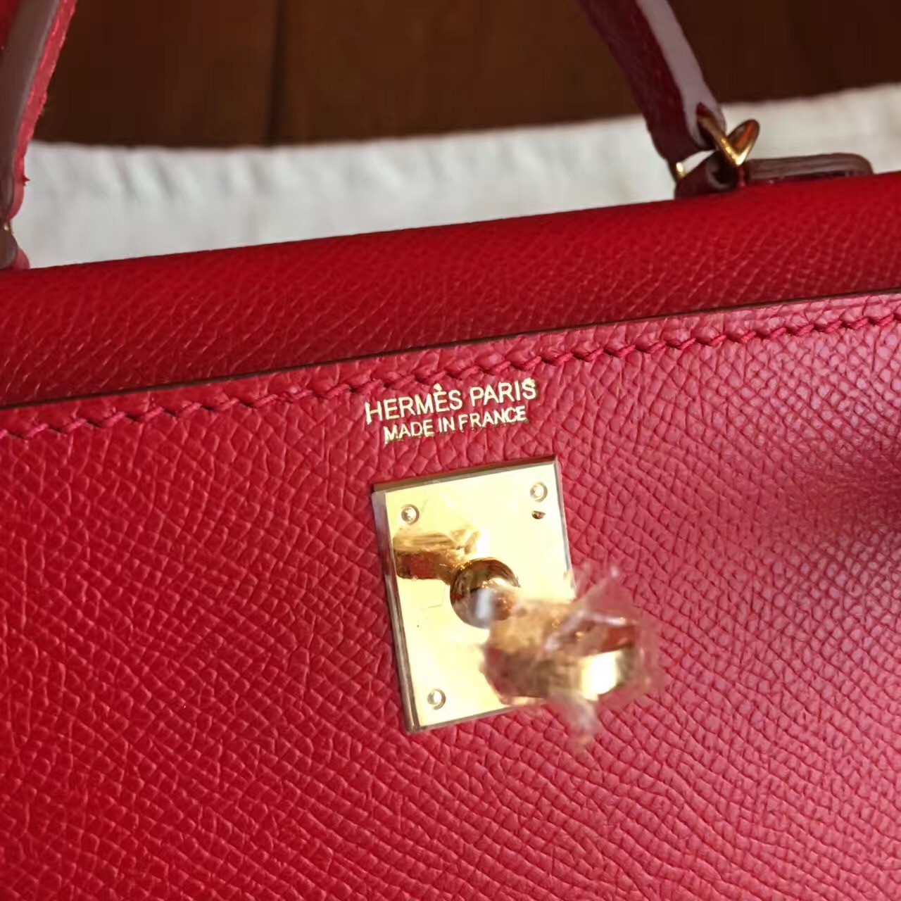 Hermes Red Epsom Kelly Mini II Handmade Bag