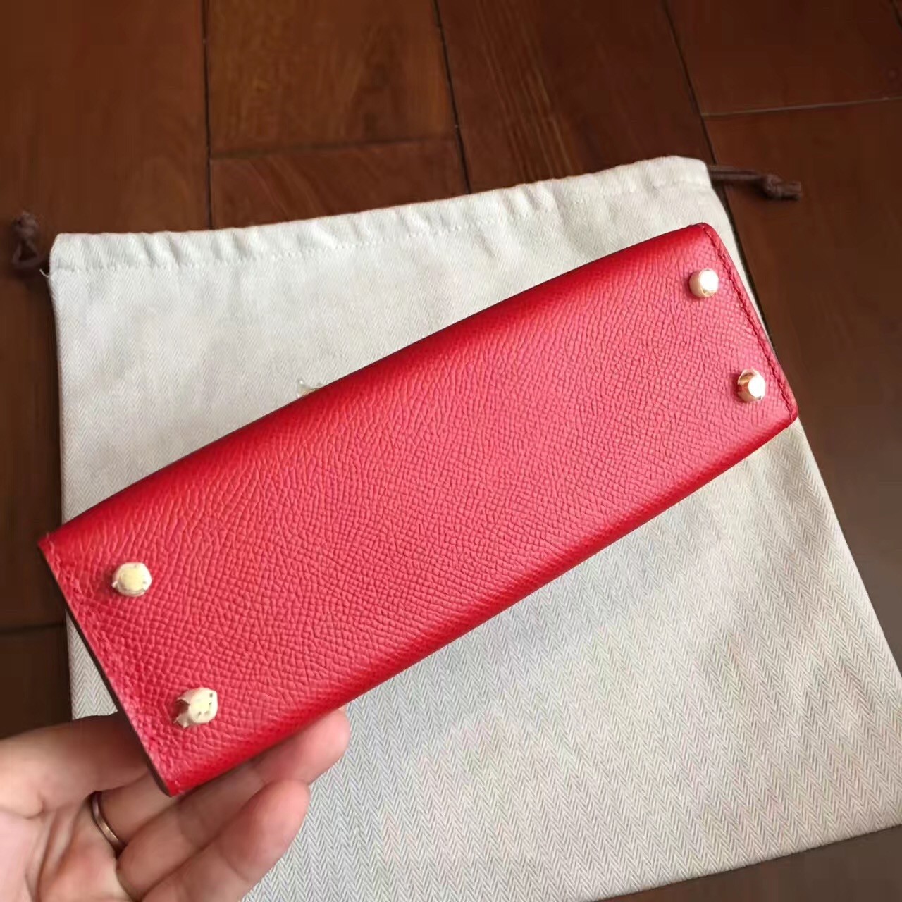 Hermes Red Epsom Kelly Mini II Handmade Bag