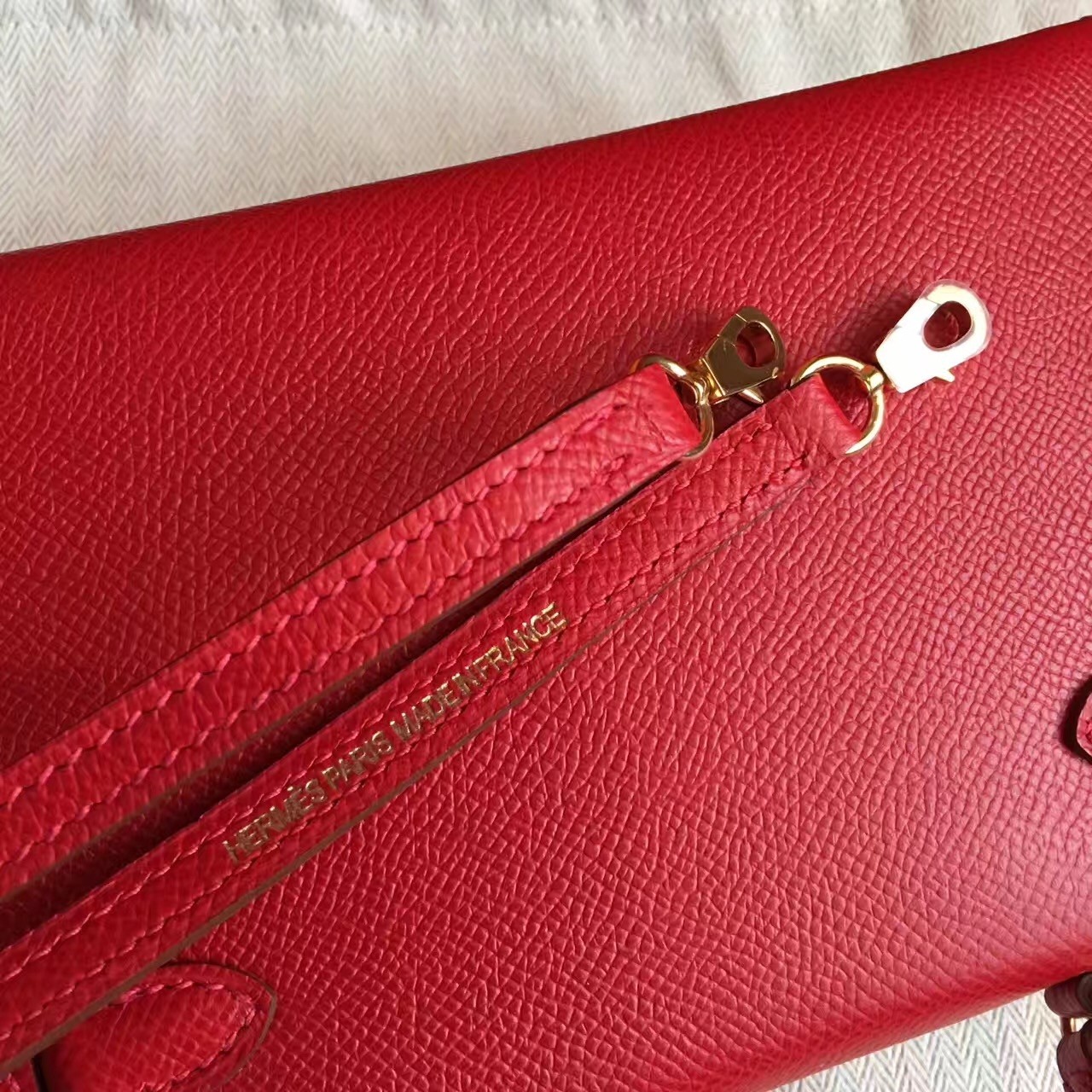 Hermes Red Epsom Kelly Mini II Handmade Bag