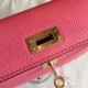 Hermes Rose Lipstick Epsom Kelly Mini II Handmade Bag