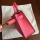 Hermes Rose Lipstick Epsom Kelly Mini II Handmade Bag