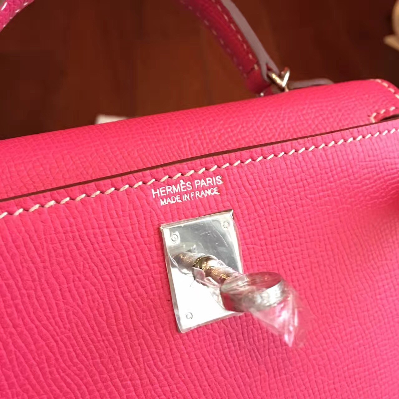 Hermes Rose Tyrien Epsom Kelly Mini II Handmade Bag