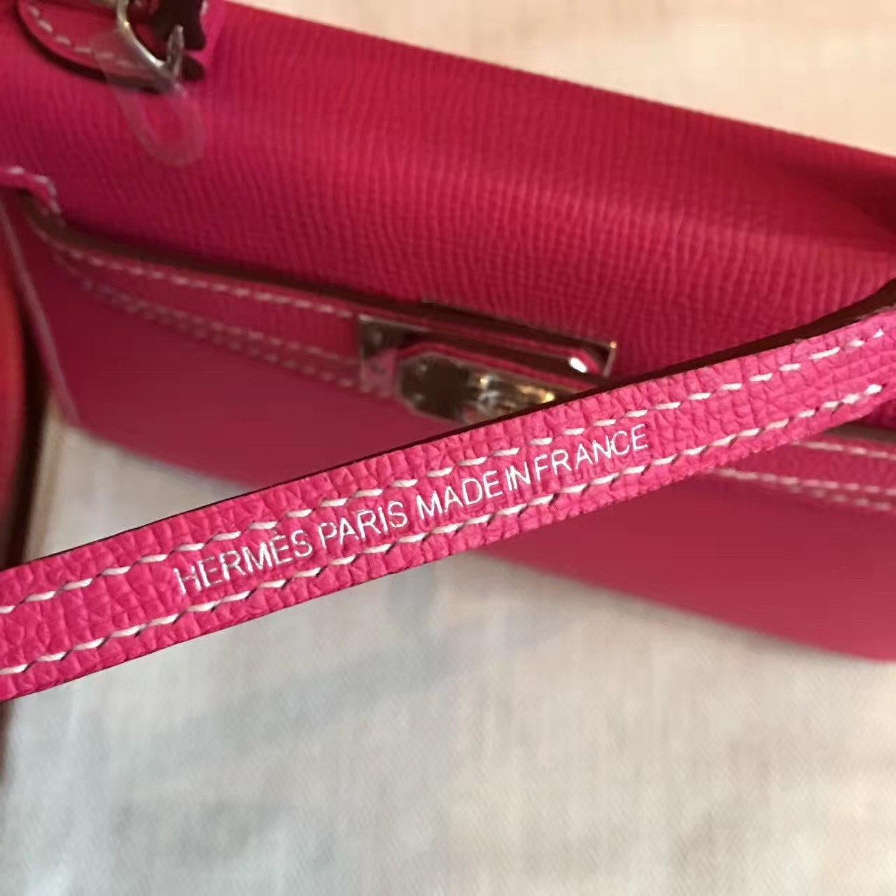 Hermes Rose Tyrien Epsom Kelly Mini II Handmade Bag