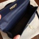 Hermes Sapphire Epsom Kelly Mini II Handmade Bag