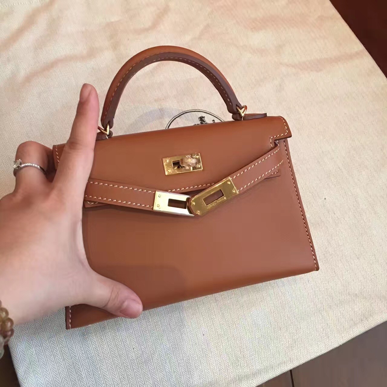 Hermes Gold Swift Kelly Mini II Handmade Bag