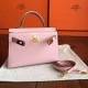 Hermes Rose Dragee Swift Kelly Mini II Handmade Bag