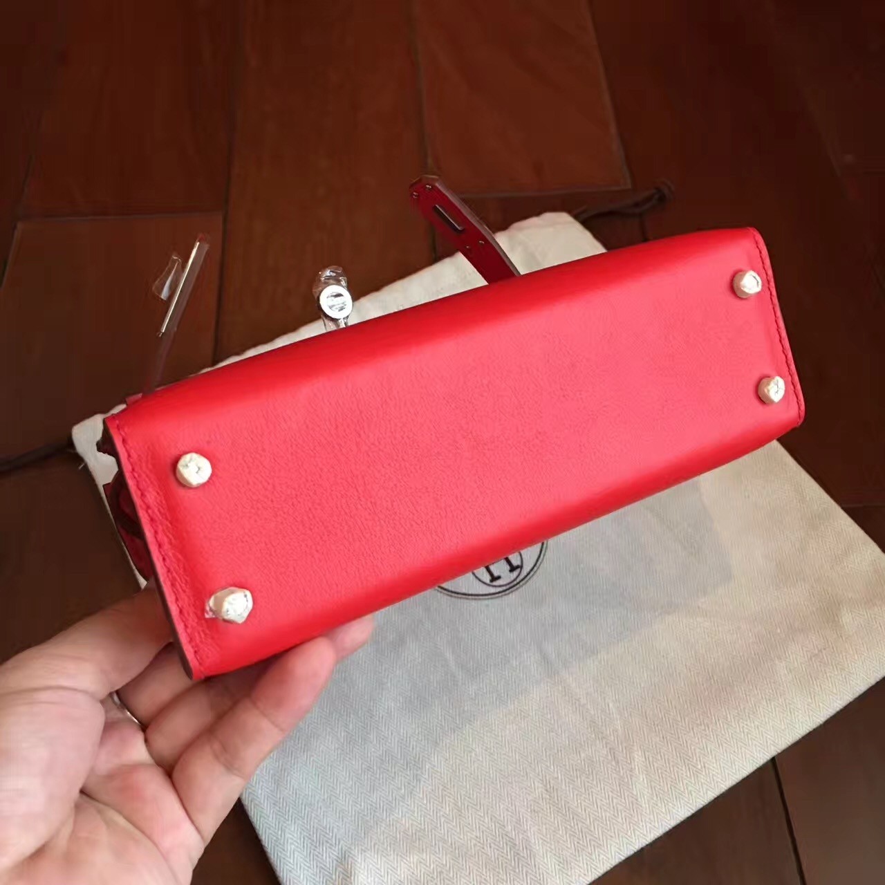 Hermes Red Swift Kelly Mini II Handmade Bag