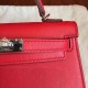 Hermes Red Swift Kelly Mini II Handmade Bag