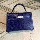 Hermes Blue Alligator Kelly Mini II Handmade Bag