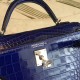 Hermes Blue Alligator Kelly Mini II Handmade Bag