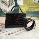 Hermes Black Alligator Kelly Mini II Handmade Bag