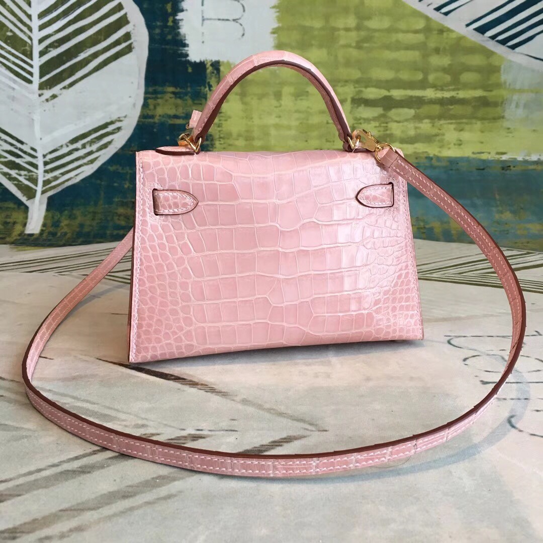 Hermes Nude Alligator Kelly Mini II Handmade Bag