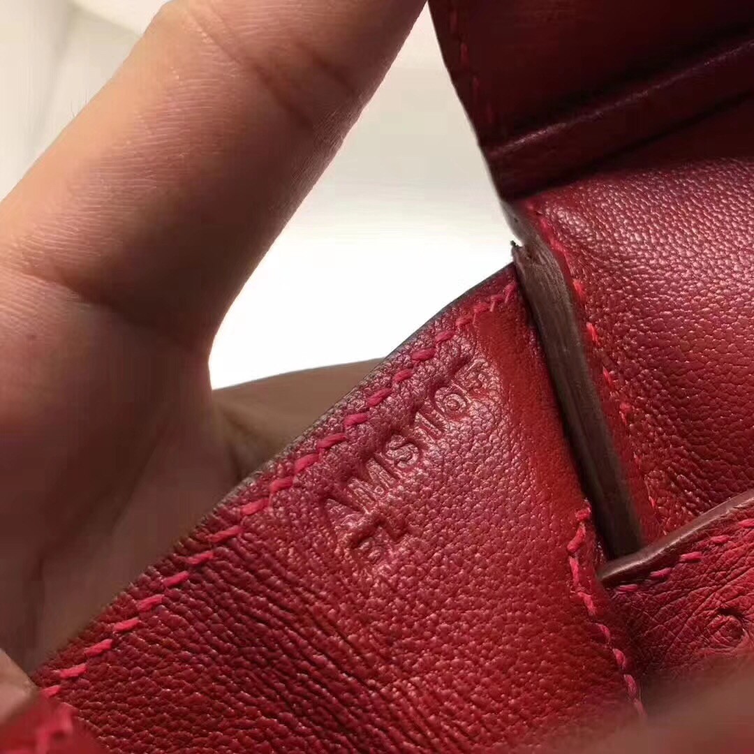 Hermes Ruby Birkin 30cm Ostrich Handmade Bag