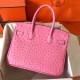 Hermes Pink Birkin 30cm Ostrich Handmade Bag