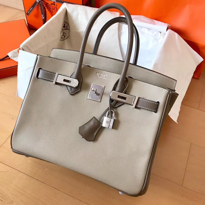 Hermes Bicolor Epsom Birkin 30cm Handmade Grey Bag