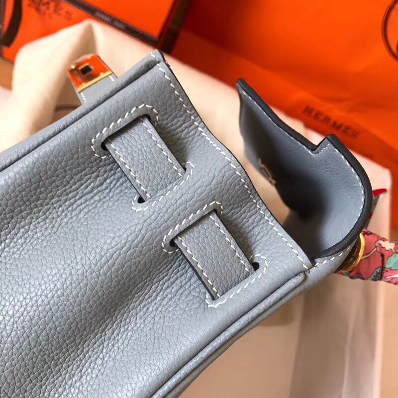 Hermes Blue Lin Clemence Kelly 28cm Handmade Bag