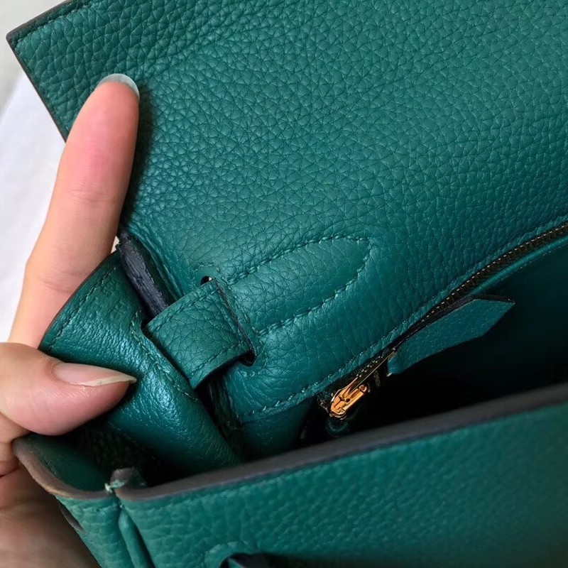 Hermes Malachite Clemence Kelly 28cm Handmade Bag