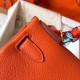 Hermes Orange Clemence Kelly 28cm Handmade Bag