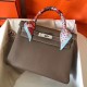 Hermes Taupe Clemence Kelly 28cm Handmade Bag