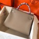 Hermes Tourterelle Clemence Kelly 28cm Handmade Bag