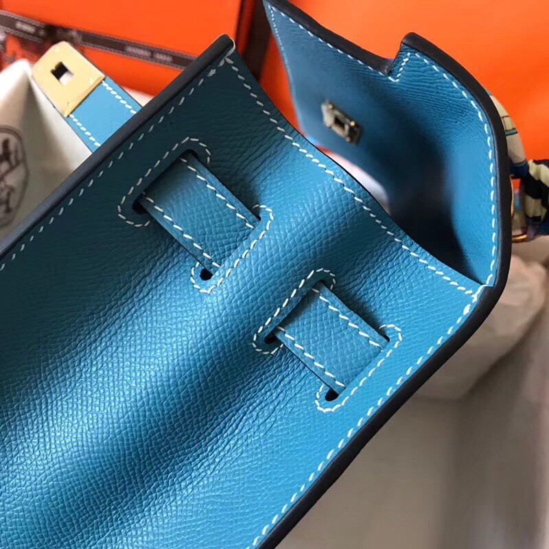 Hermes Blue Jean Epsom Kelly 28cm Handmade Bag