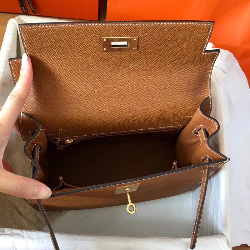 Hermes Gold Epsom Kelly 28cm Handmade Bag