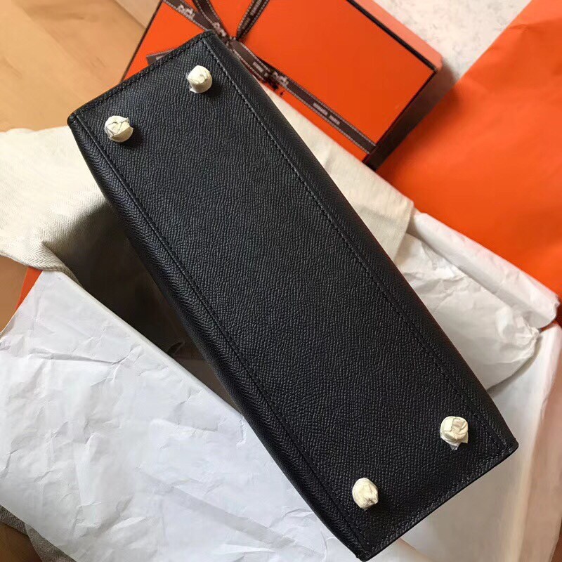 Hermes Black Epsom Kelly 28cm Handmade Bag