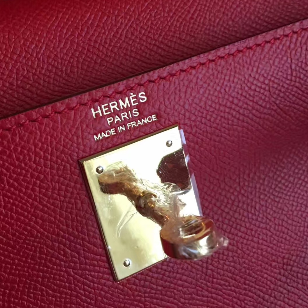 Hermes Red Epsom Kelly 28cm Handmade Bag