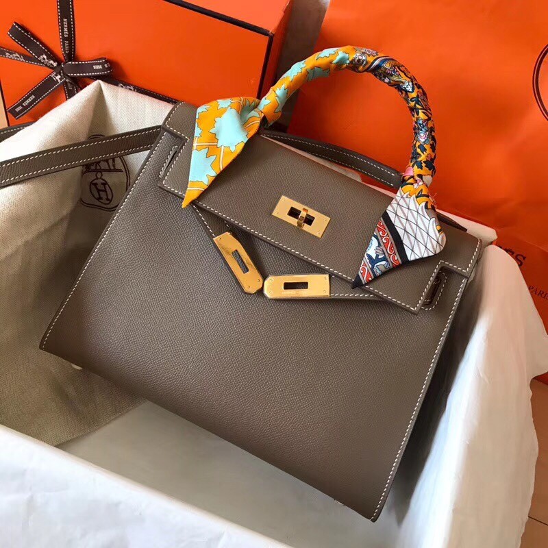 Hermes Taupe Epsom Kelly 28cm Handmade Bag