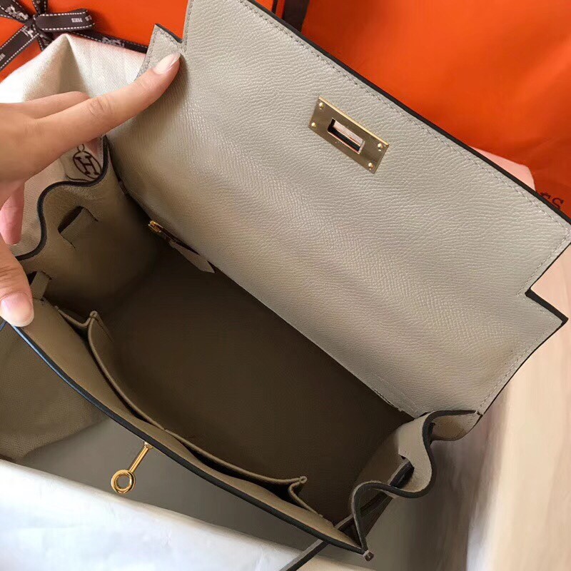 Hermes Tourterelle Epsom Kelly 28cm Handmade Bag