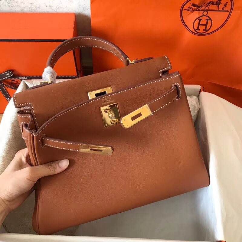 Hermes Gold Swift Kelly 28cm Handmade Bag