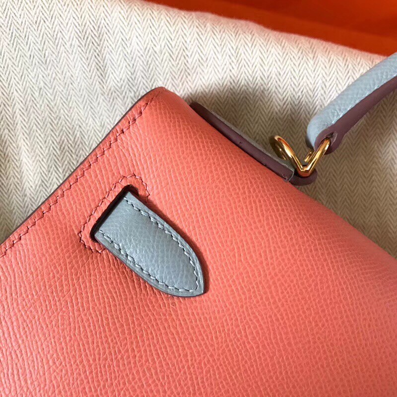 Hermes Bicolor Epsom Kelly 28cm Rose Lipstick Handmade Bag