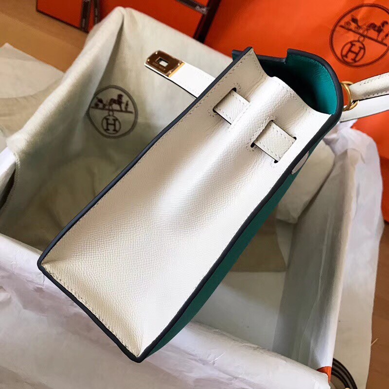 Hermes Bicolor Epsom Kelly 28cm Malachite Handmade Bag