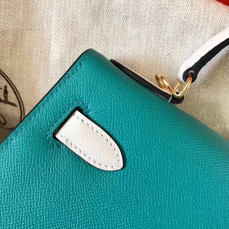 Hermes Bicolor Epsom Kelly 28cm Malachite Handmade Bag