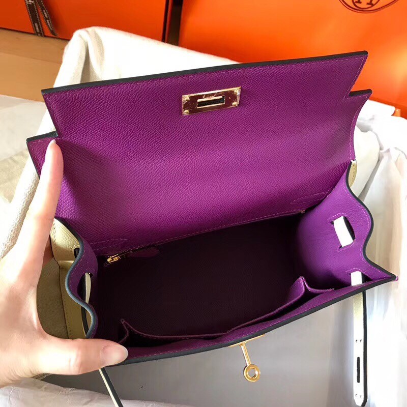 Hermes Bicolor Epsom Kelly 28cm Purple Handmade Bag