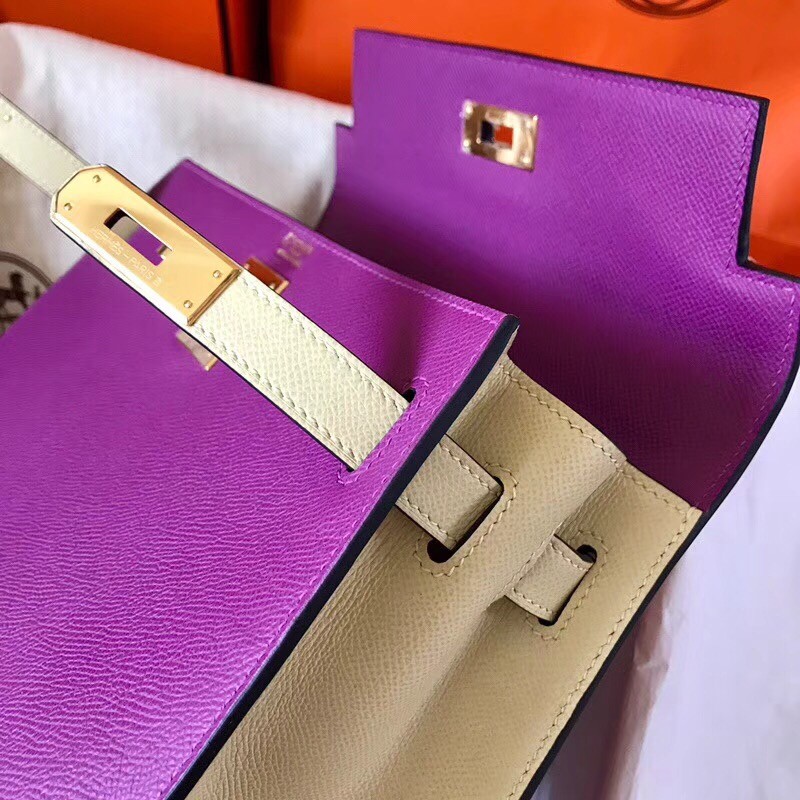 Hermes Bicolor Epsom Kelly 28cm Purple Handmade Bag