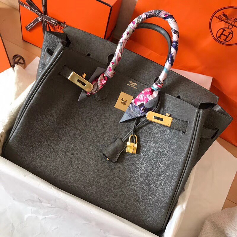 Hermes Ardoise Birkin 35cm Clemence Handmade Bag