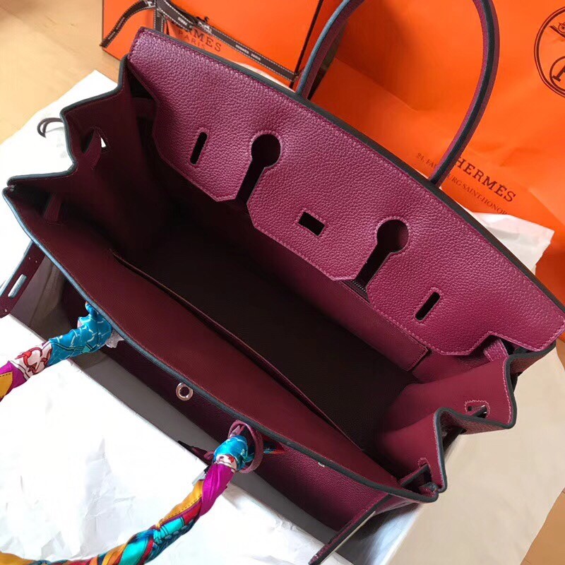 Hermes Bordeaux Birkin 35cm Clemence Handmade Bag