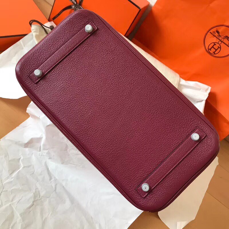 Hermes Bordeaux Birkin 35cm Clemence Handmade Bag