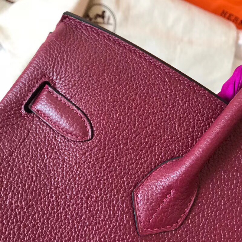 Hermes Bordeaux Birkin 35cm Clemence Handmade Bag